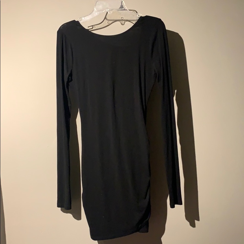 Black Long Sleeve Fitted Dress